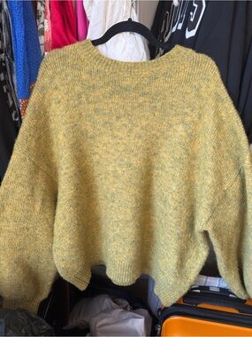 Green/Yellow SHEIN fuzzy fall sweater